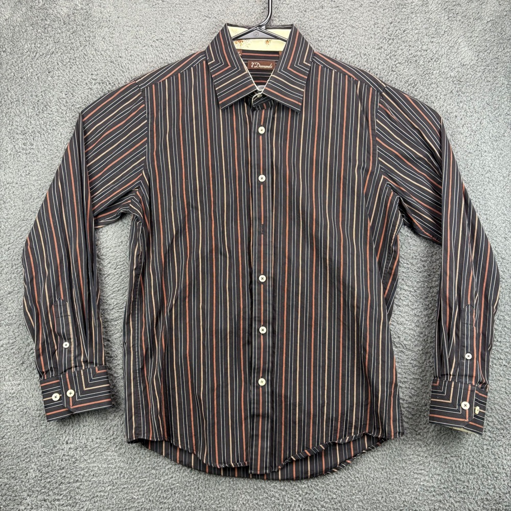 7 Diamonds Mens Striped Long Sleeve Button Down Shirt Size‎ L